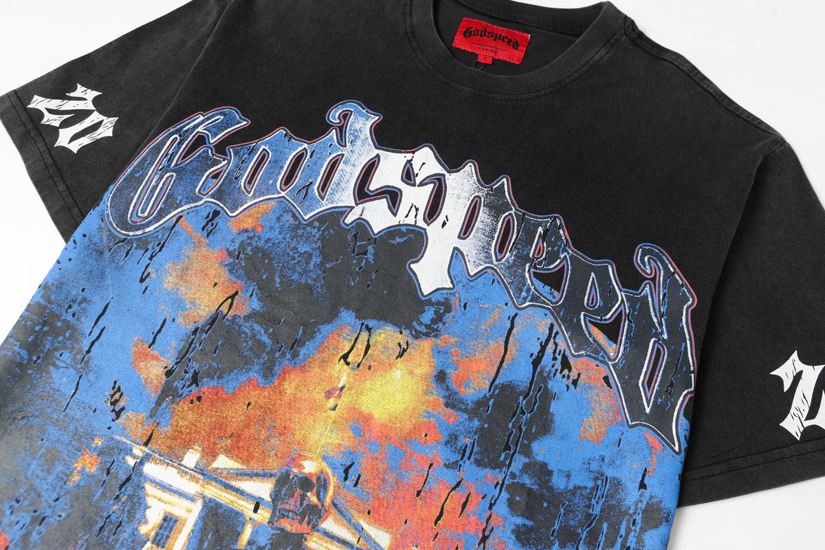 Godspeed Presidential Skull Rally Short‑Sleeve T‑Shirt (Black)