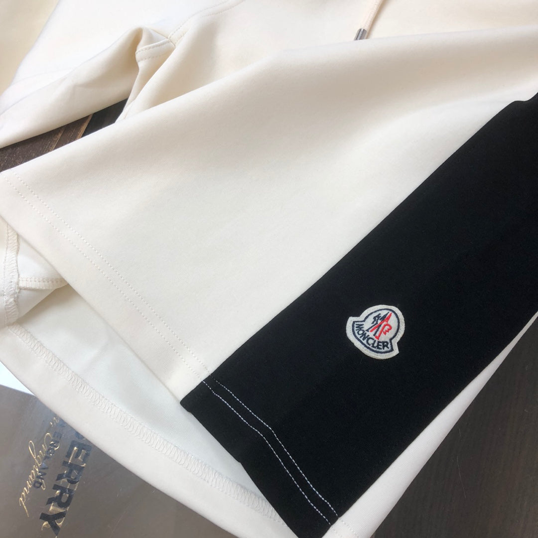 Moncler Side Stripe Knit Shorts Cream