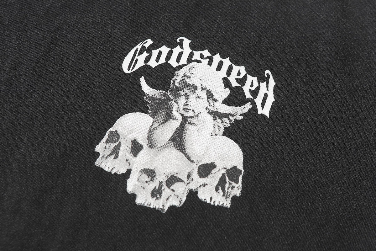 Godspeed Fallen Angel Skull Vintage Graphic Tee