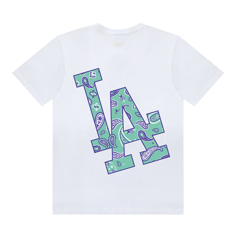 MLB Paisley Oversized Logo Crew Neck Short‑Sleeve T‑Shirt
