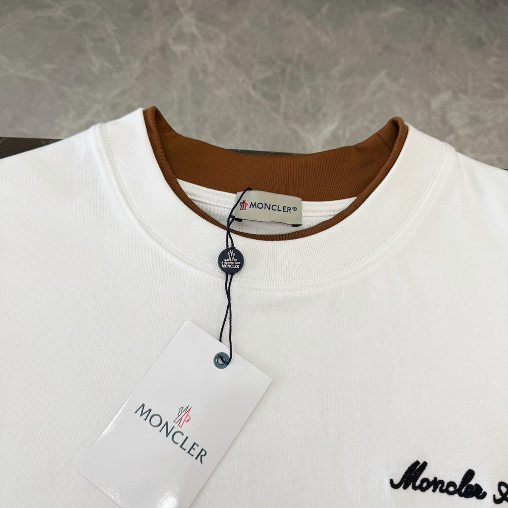 Moncler Shelton Logo Embroidered T-Shirt White