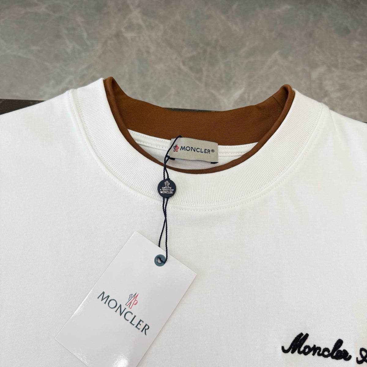 Moncler Shelton Logo Embroidered T-Shirt White