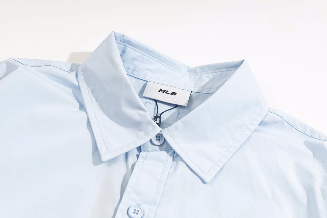 NY Yankees Embroidered NY Oxford Button-Down Shirt - Light Blue