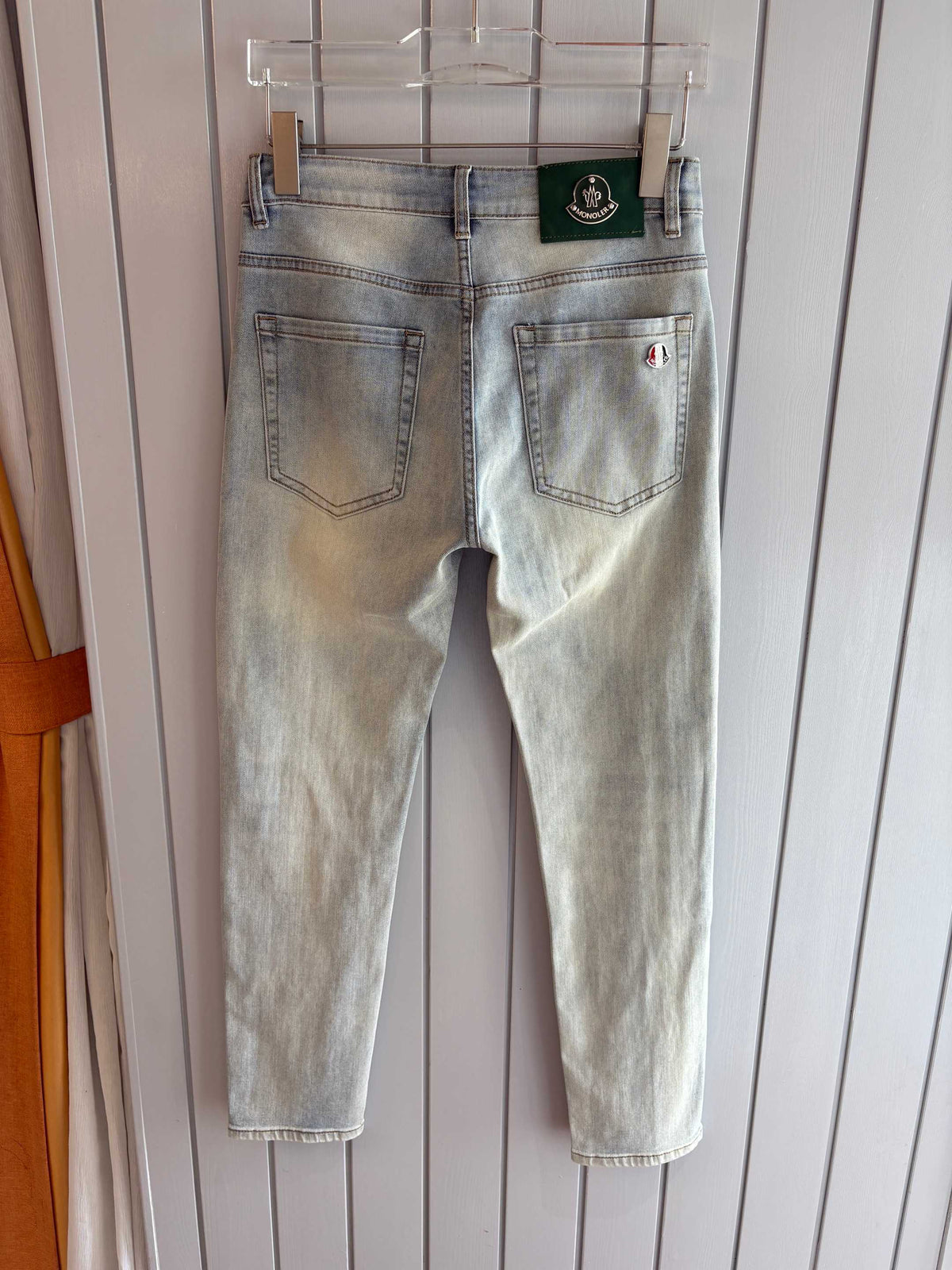Moncler Light Wash Badge Denim Jeans