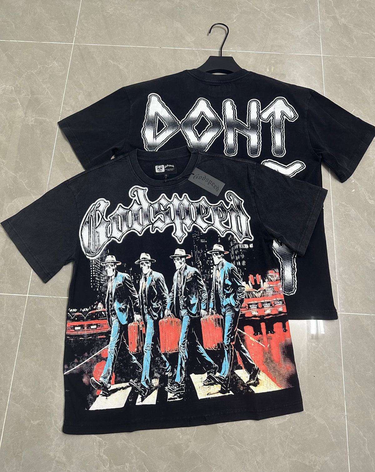 Godspeed Skeleton Gang Crosswalk Short Sleeve Tee (Washed Black)