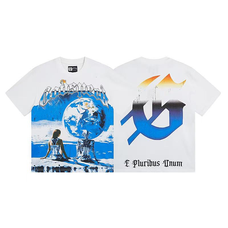 Godspeed Robot Earth View Short‑Sleeve T‑Shirt (White)
