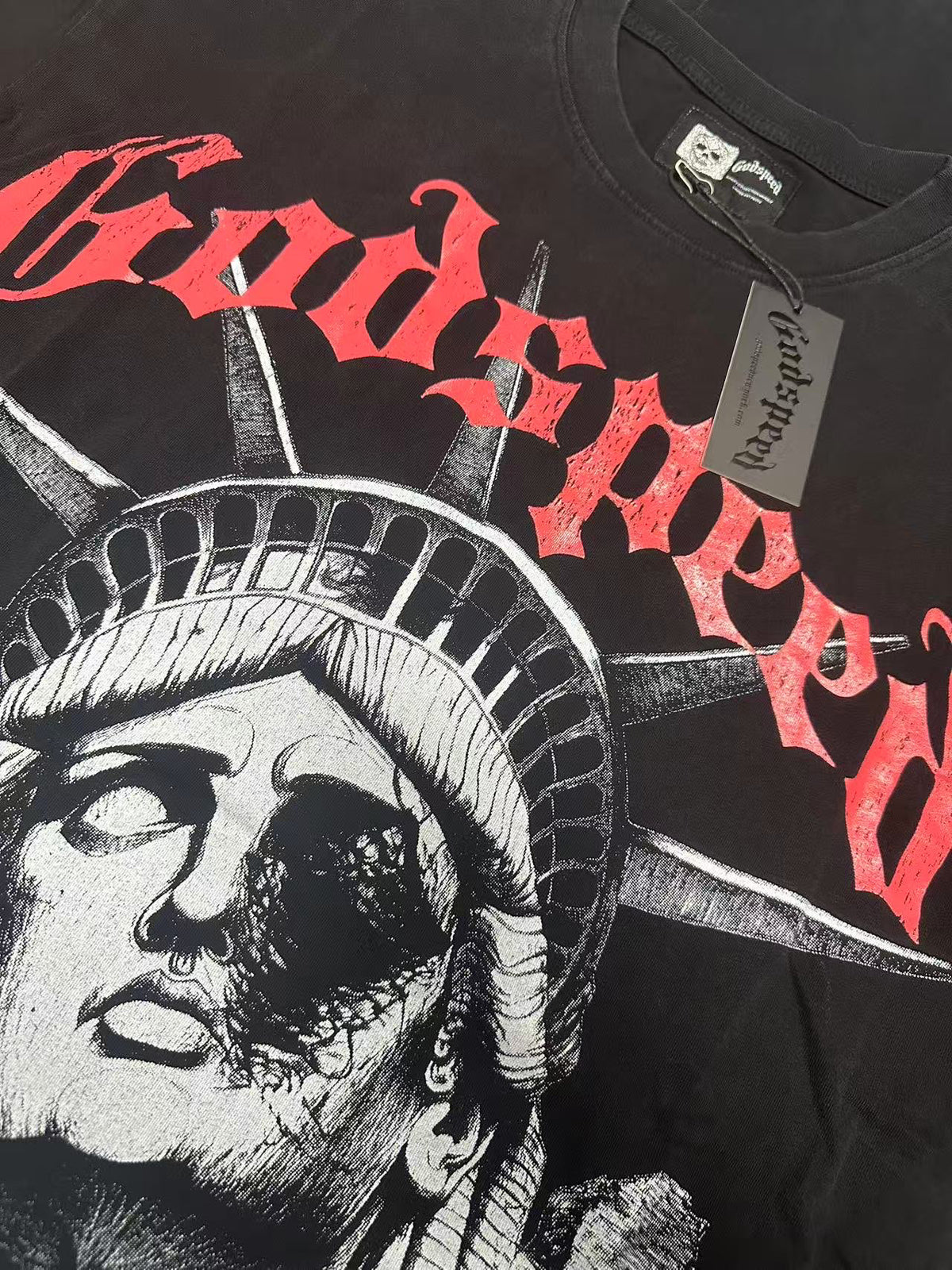 Godspeed Fallen Liberty Ruins Black Graphic Tee