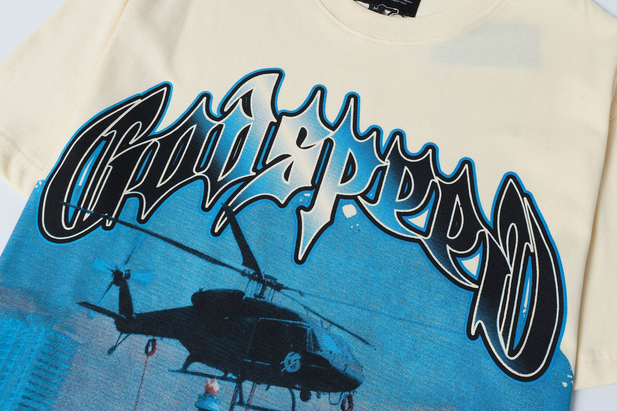 Godspeed Helicopter Liberty Statue Vintage Graphic Tee