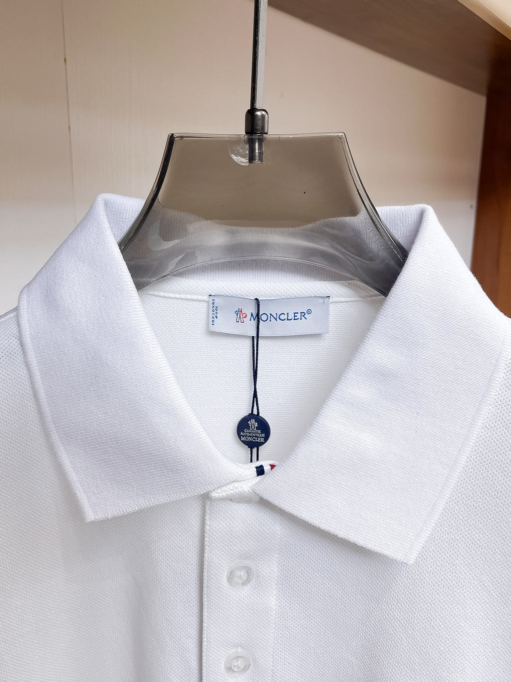 Moncler Badge Piqué Polo Shirt White