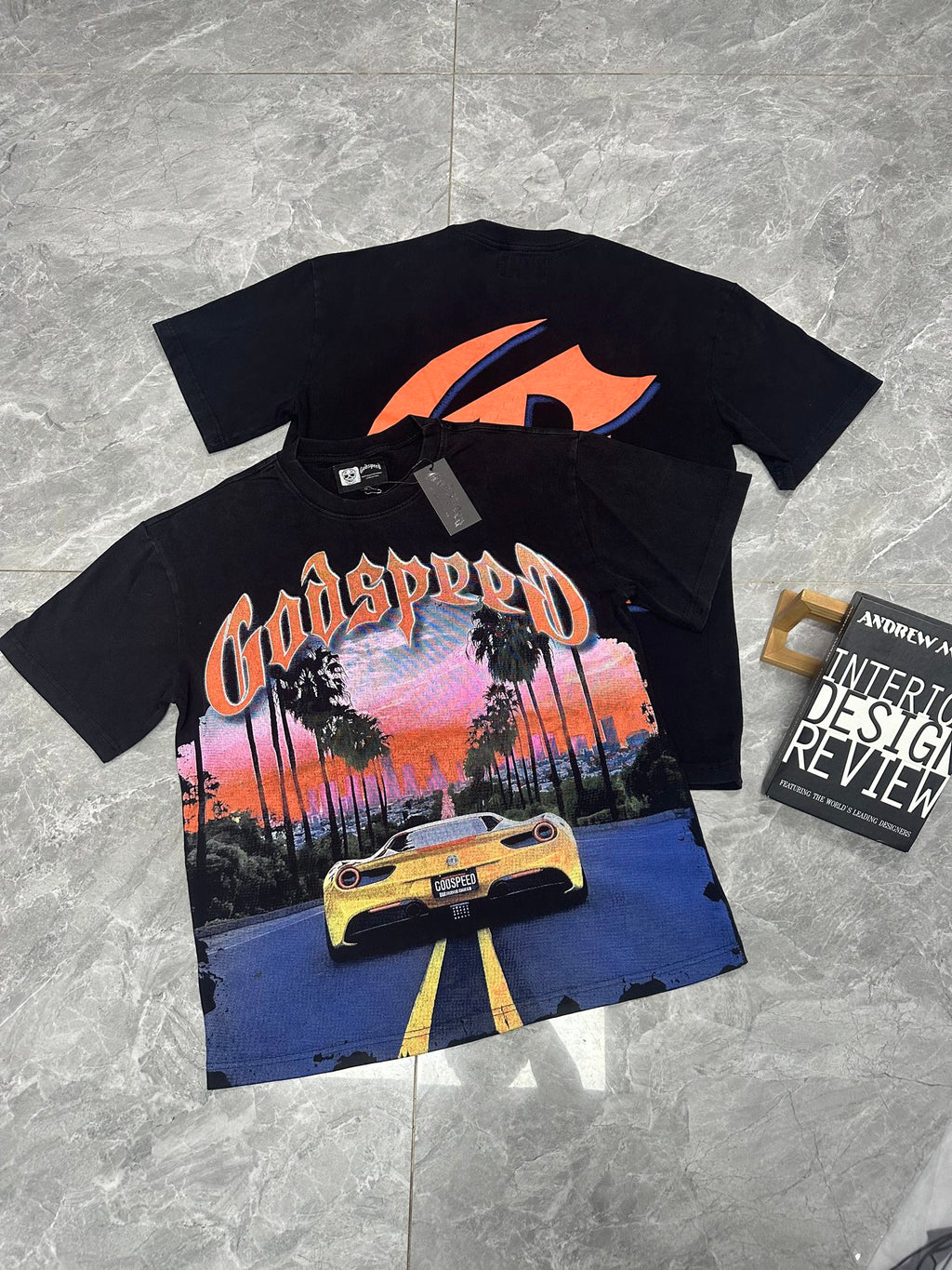 Godspeed Sunset LA Ferrari Highway Vintage Graphic Tee