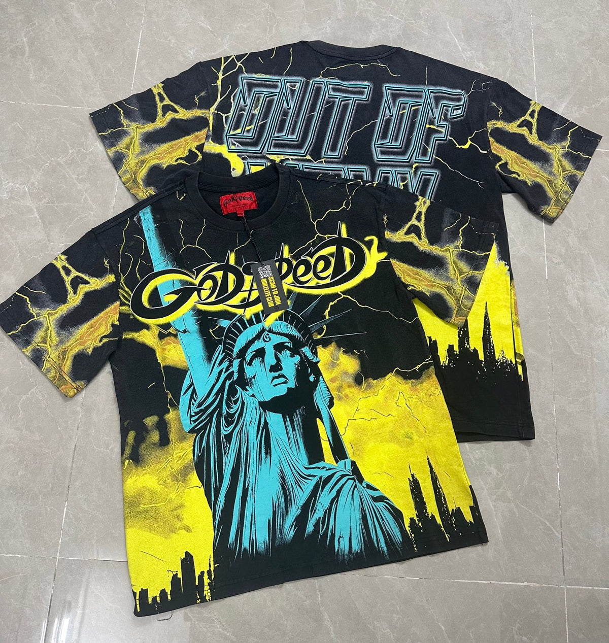 Godspeed Lightning Statue Of Liberty Short Sleeve Tee (Vintage Black)