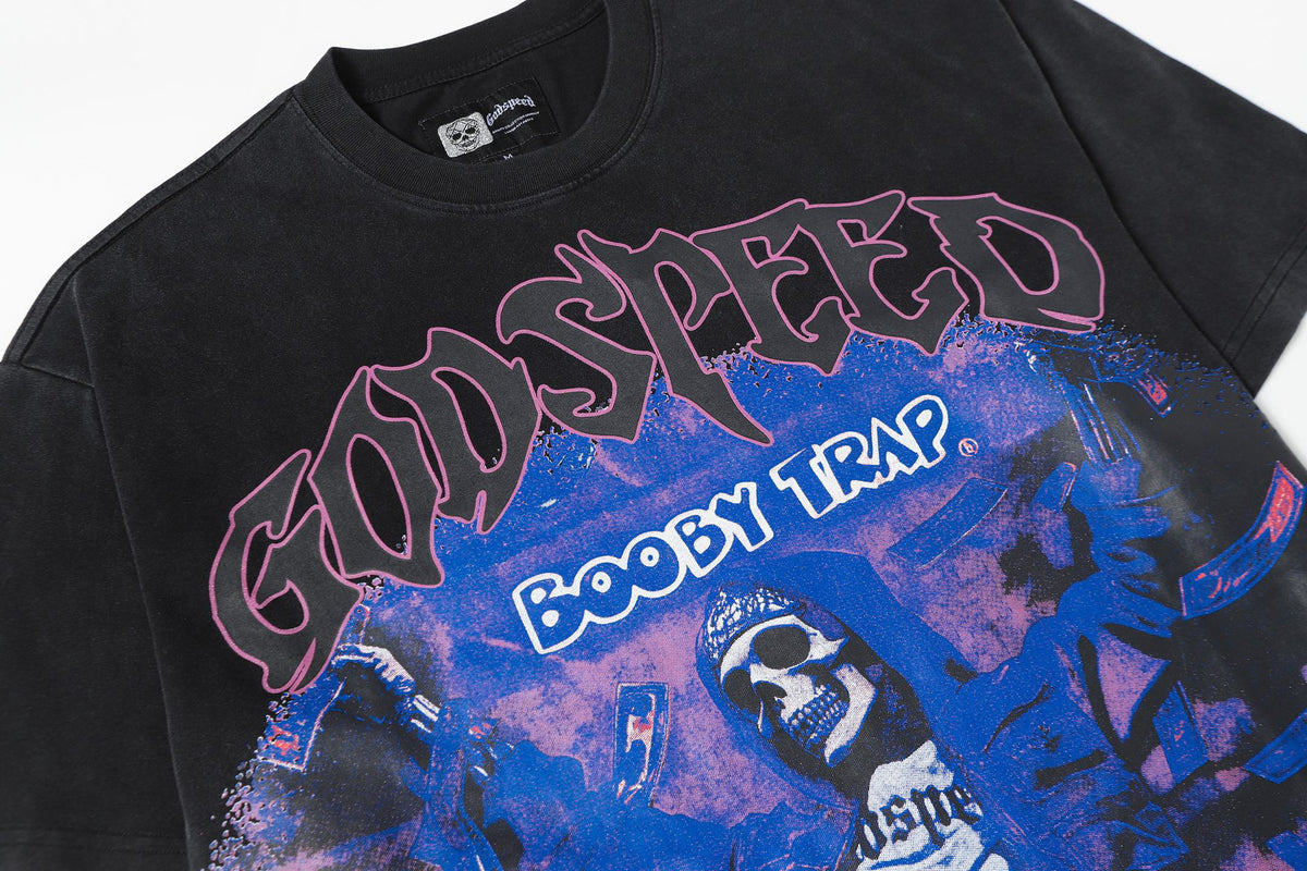 Godspeed Booby Trap Skull Smoke Vintage Graphic Tee