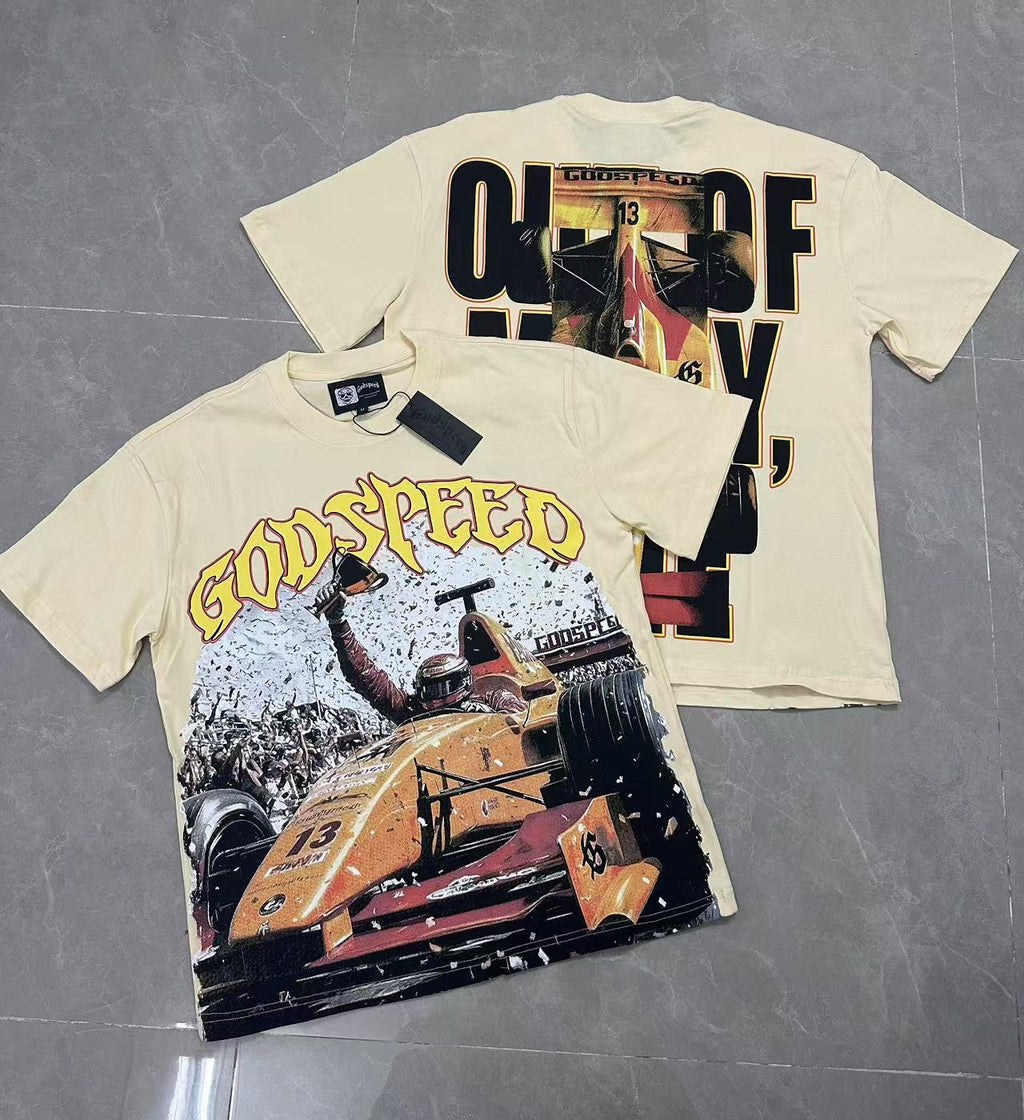 Godspeed F1 Race Champion Vintage Short‑Sleeve Tee (Cream)