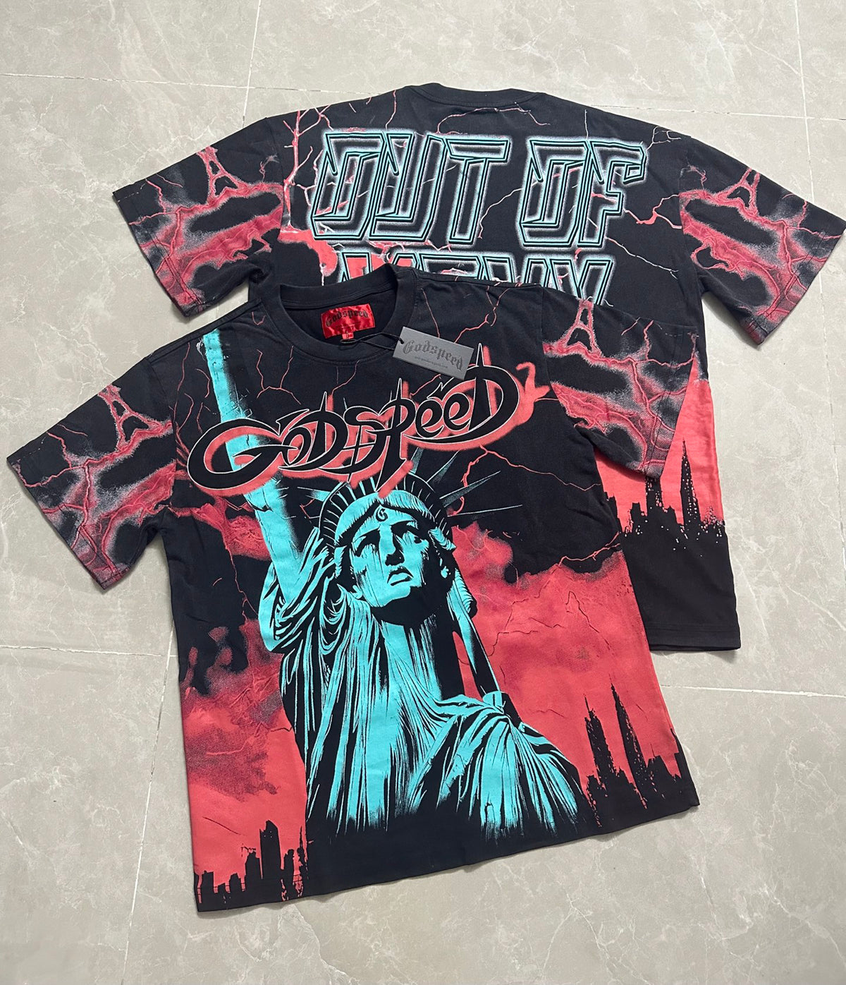Godspeed Dark Statue Of Liberty Short Sleeve Tee (Vintage Black)