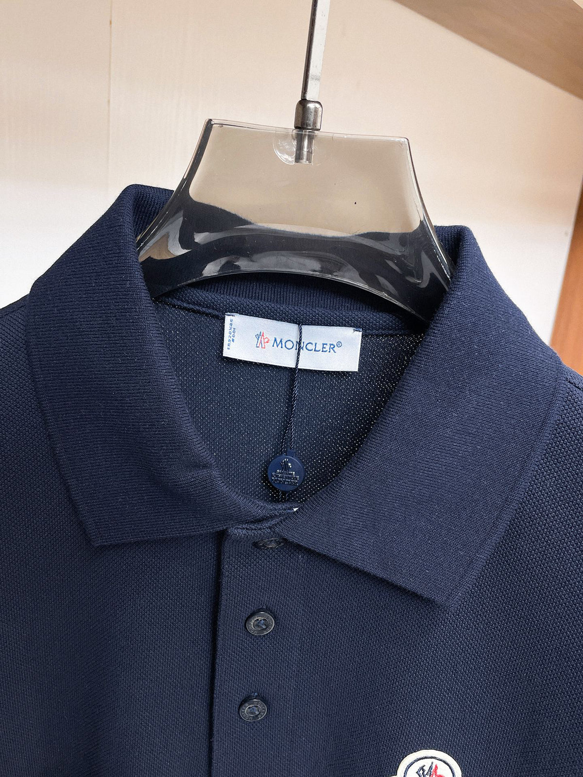 Moncler Badge Piqué Polo Shirt Navy
