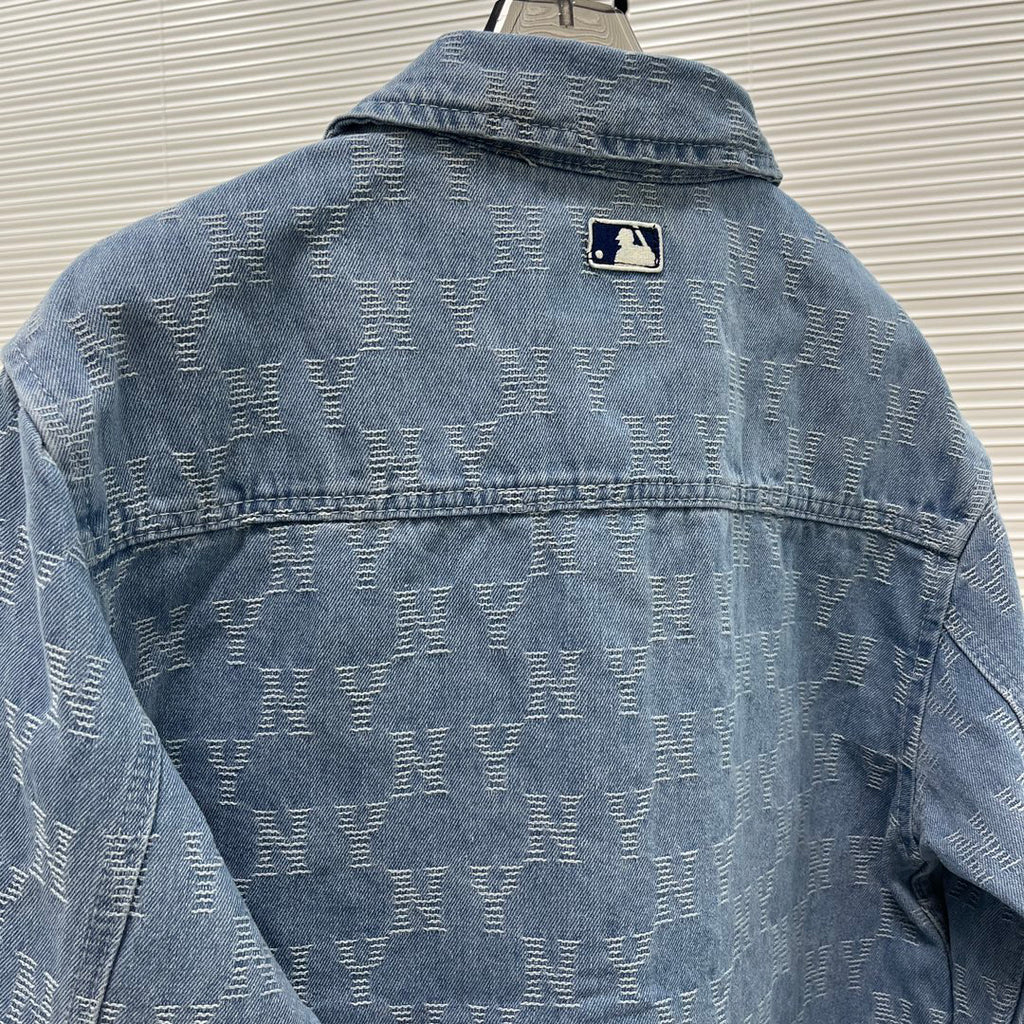 NY Yankees All-Over Monogram Denim Shirt Jacket