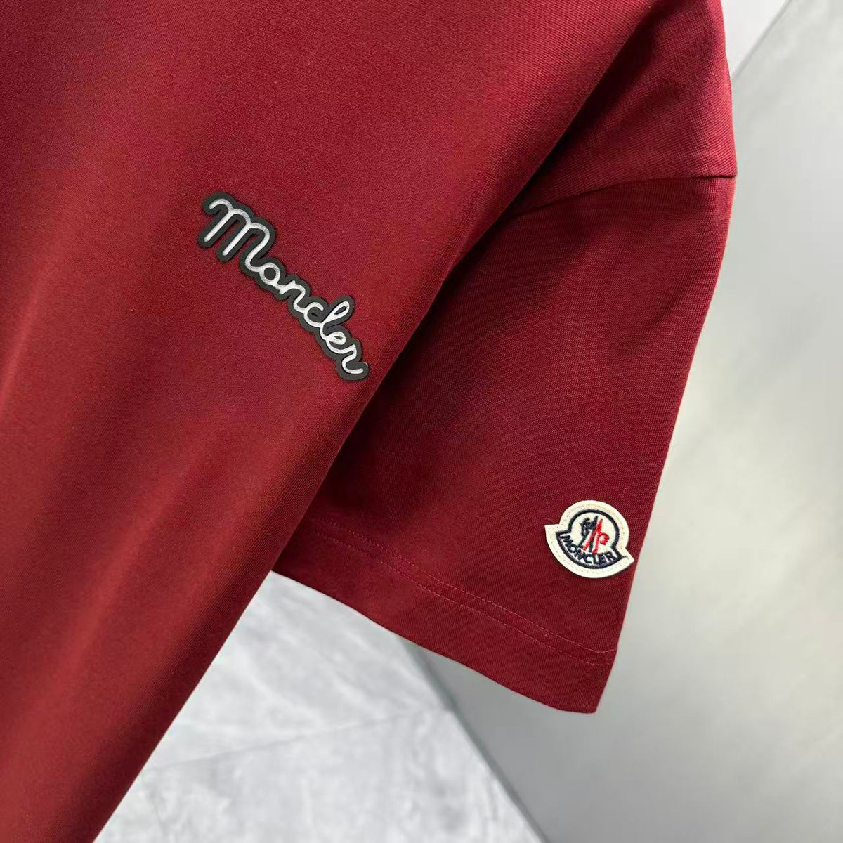 Moncler Script Logo T-Shirt Burgundy