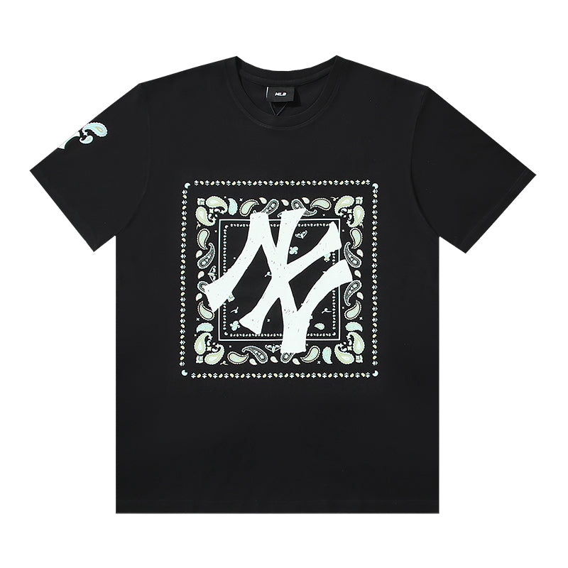 MLB Square Paisley Frame Logo Cotton Crew‑Neck Short‑Sleeve T‑Shirt