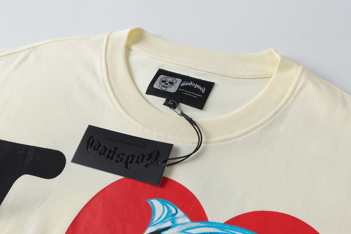 Godspeed I Love GS Dolphin Graphic T‑Shirt (Cream)