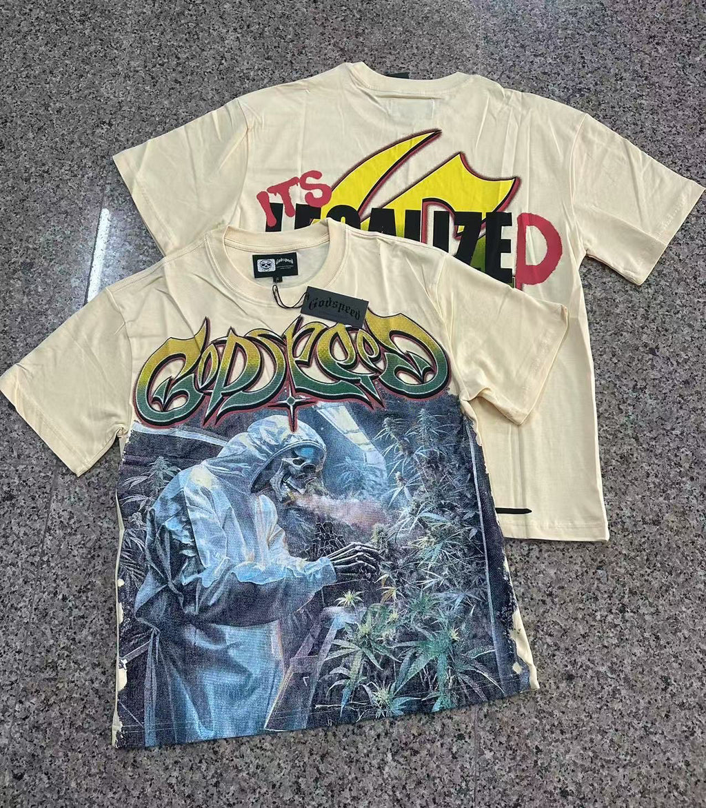 Godspeed Hazmat Suit Skeleton Grower Short Sleeve Tee (Cream Yellow)