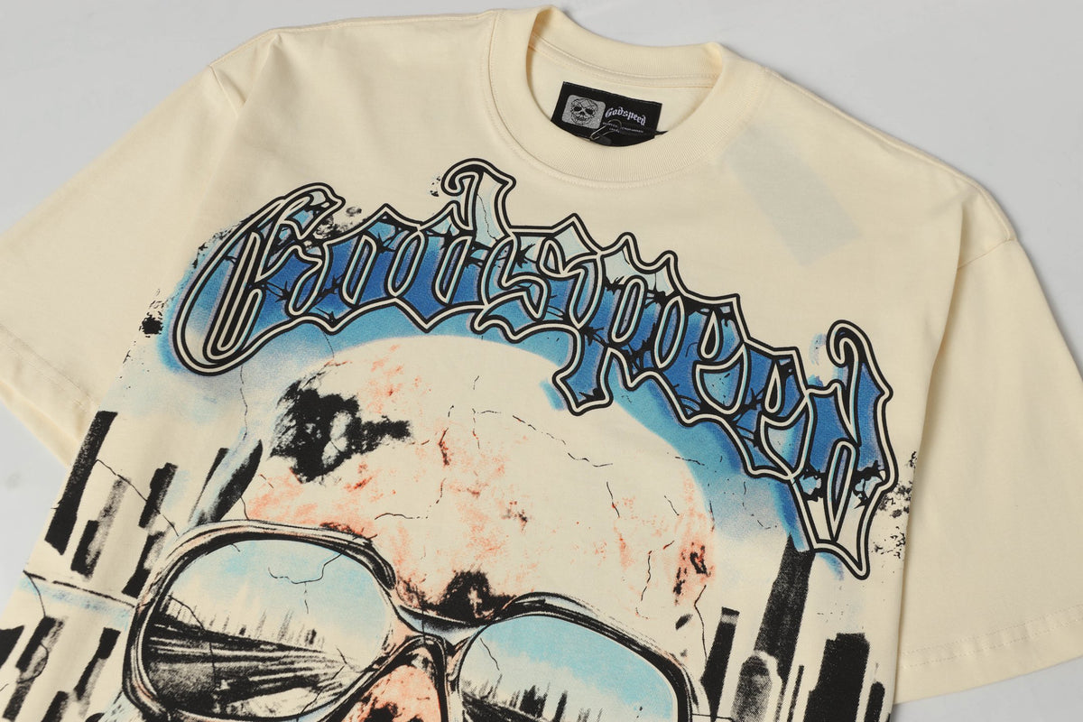Godspeed Sunglass Skull City Short‑Sleeve T‑Shirt (Cream)