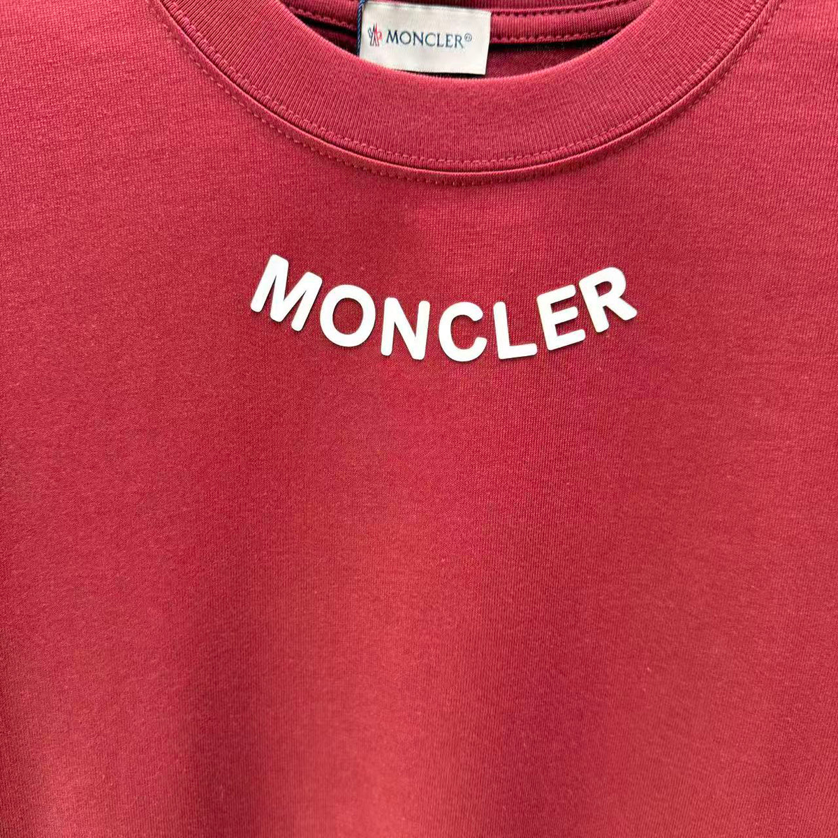 Moncler Lettering Logo T-Shirt Burgundy