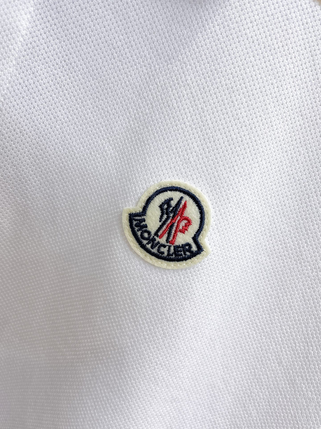 Moncler Badge Piqué Polo Shirt White