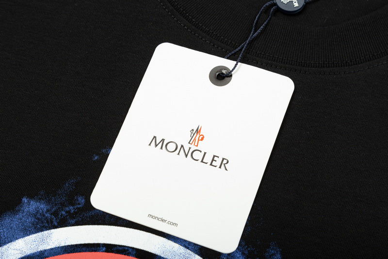 Moncler Watercolor Graffiti Logo Graphic Tee Black