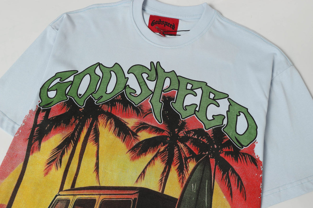 Godspeed Beach SUV Surfboard Short Sleeve Tee (Light Baby Blue)