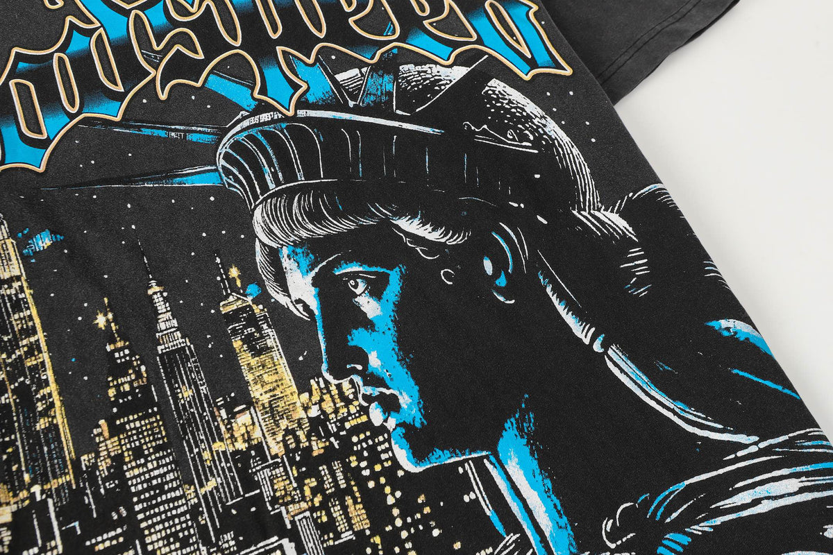 Godspeed Statue Of Liberty New York City Short Sleeve Tee (Washed Black)