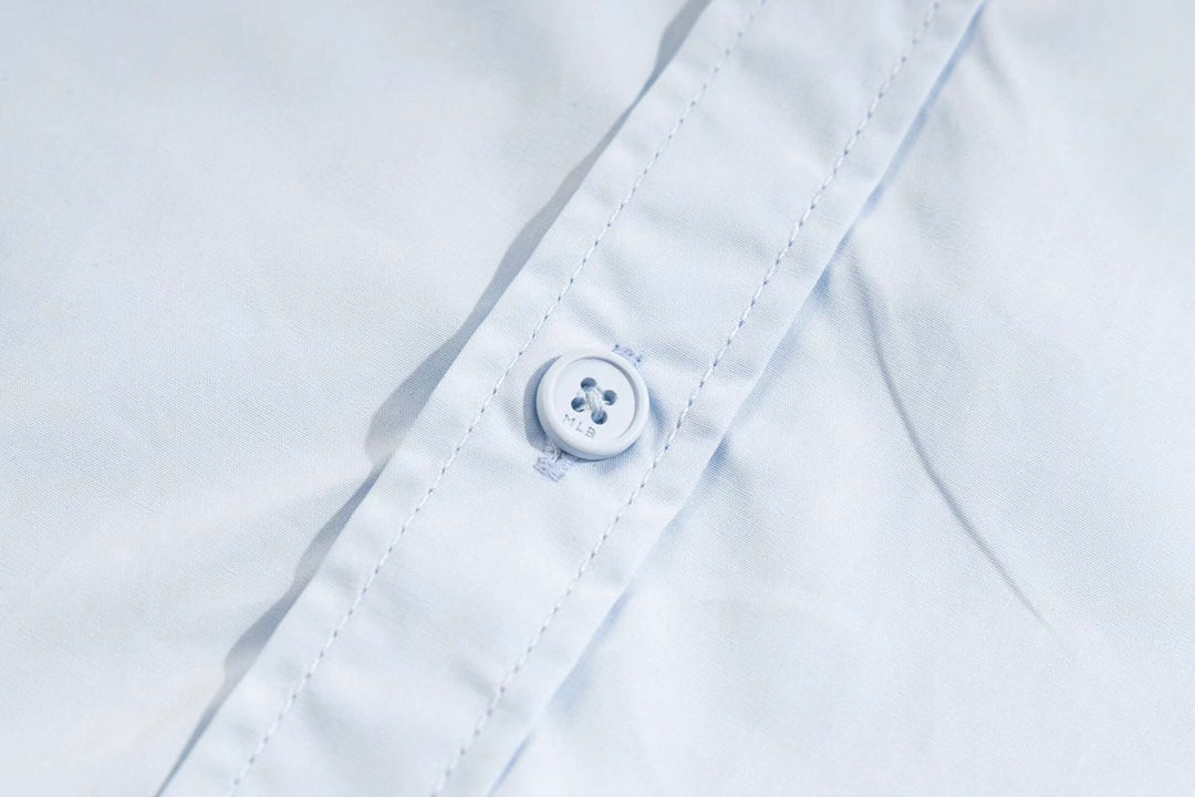 NY Yankees Embroidered NY Oxford Button-Down Shirt - Light Blue
