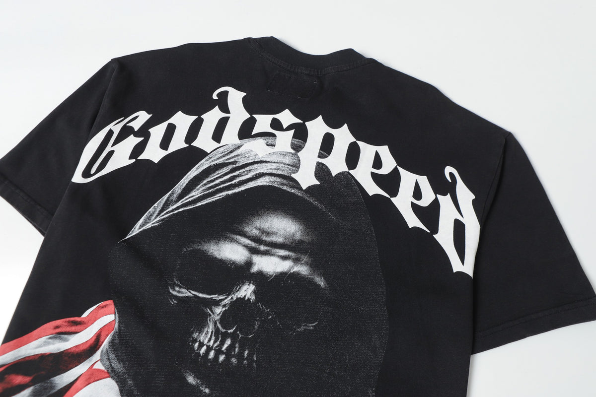 Godspeed Grim Reaper American Flag Vintage Graphic Tee