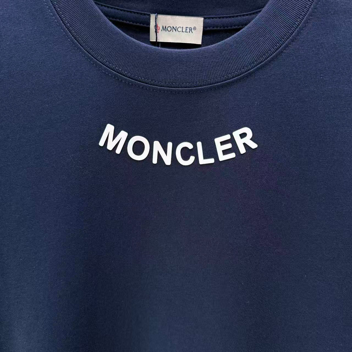 Moncler Lettering Logo T-Shirt Navy