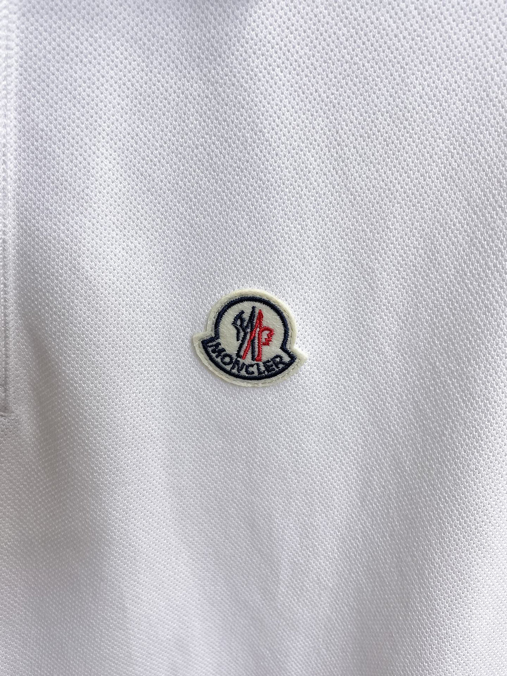 Moncler Striped‑Trim Short‑Sleeve Polo Shirt (White)