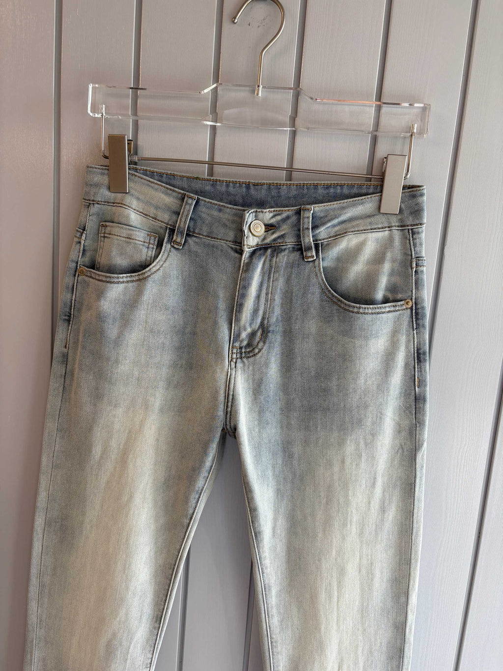 Moncler Light Wash Badge Denim Jeans