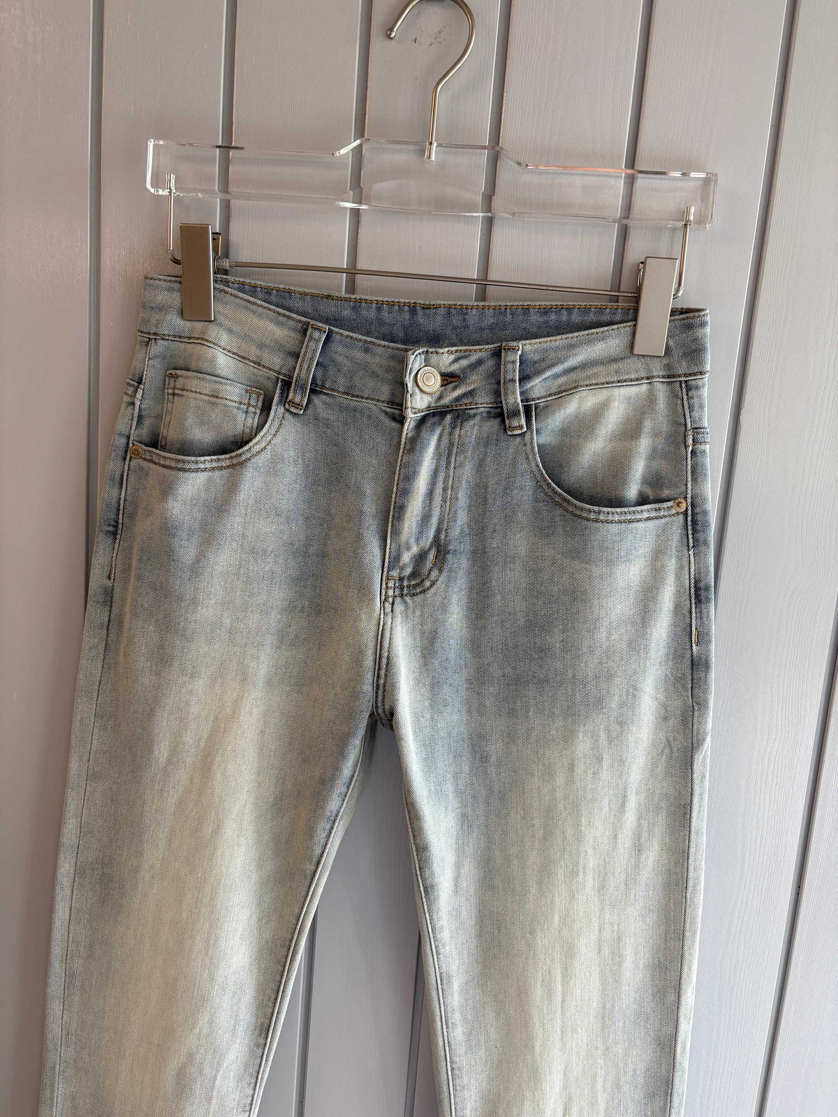 Moncler Light Wash Badge Denim Jeans