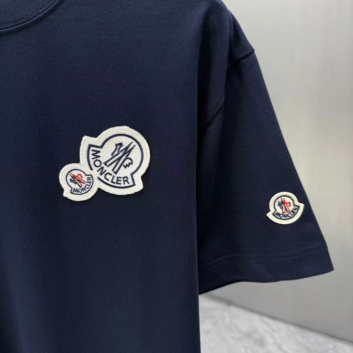 Moncler Double Badge T-Shirt Navy