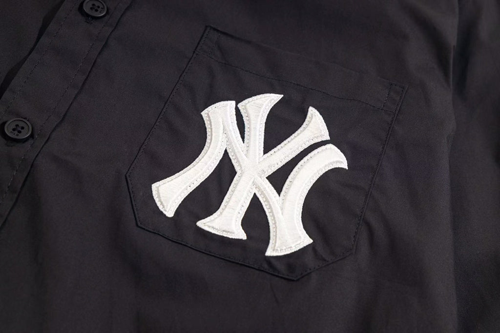 NY Yankees Embroidered NY Oxford Button-Down Shirt - Black