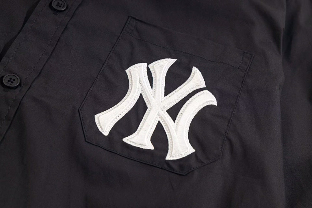 NY Yankees Embroidered NY Oxford Button-Down Shirt - Black