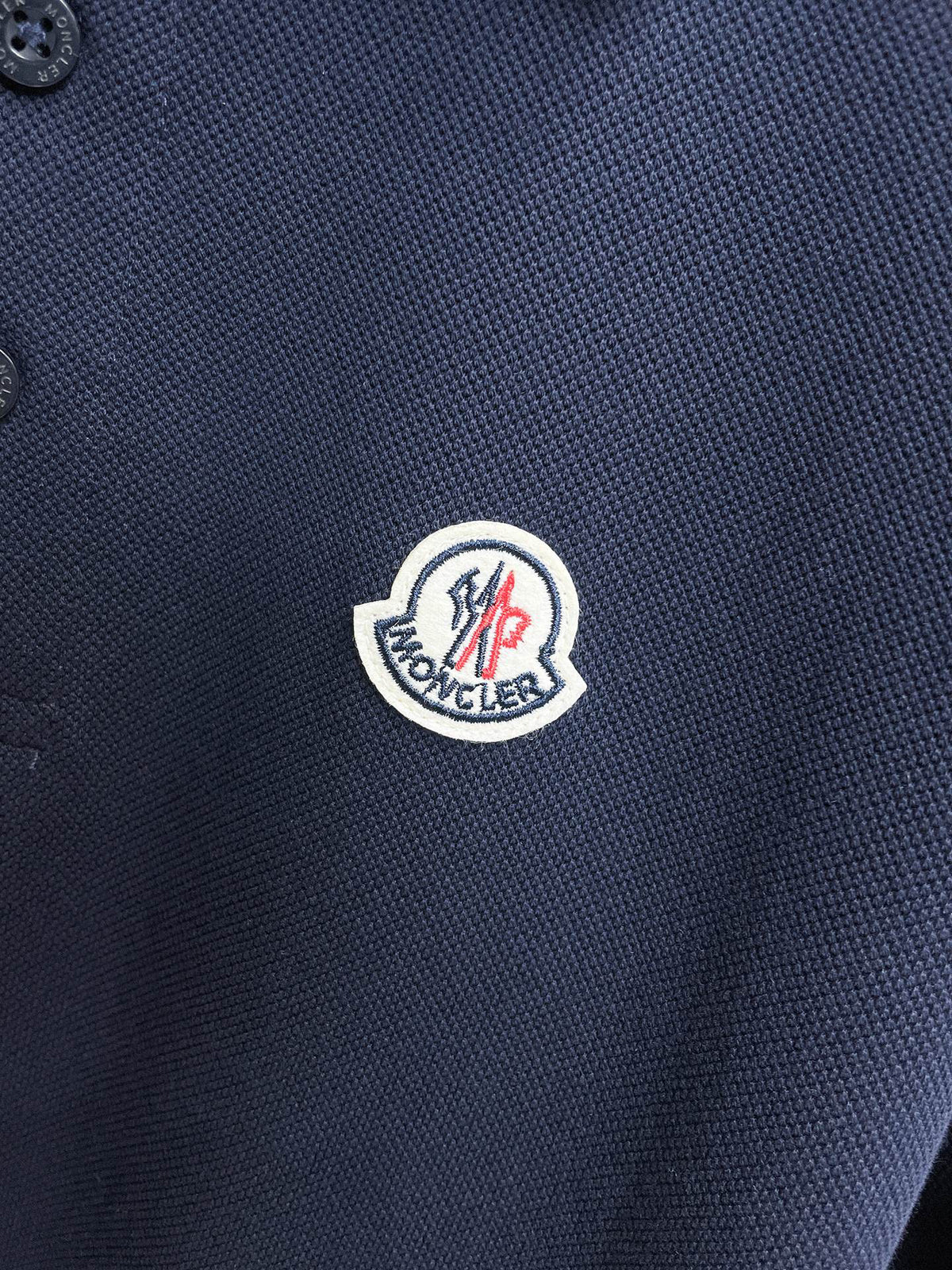 Moncler Badge Piqué Polo Shirt Navy