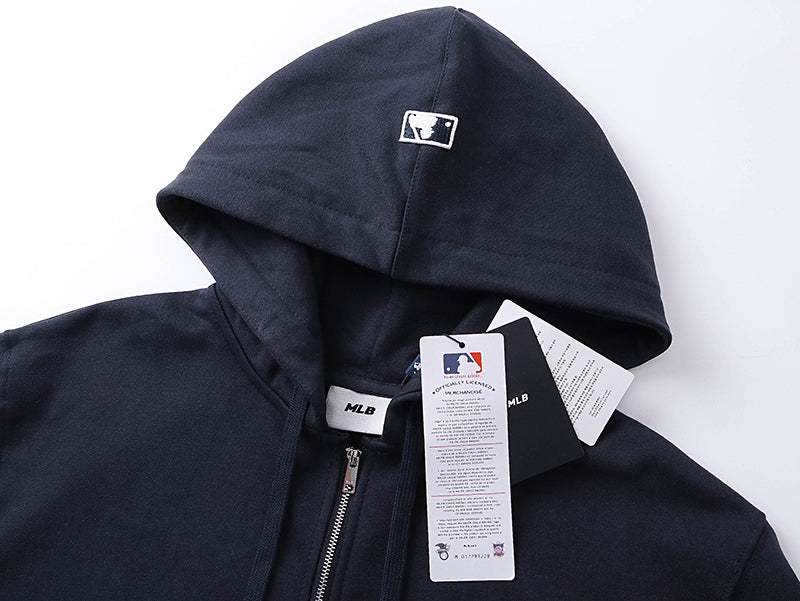 NY Yankees Diamond Mesh Fill Back Logo Zip-Up Hoodie