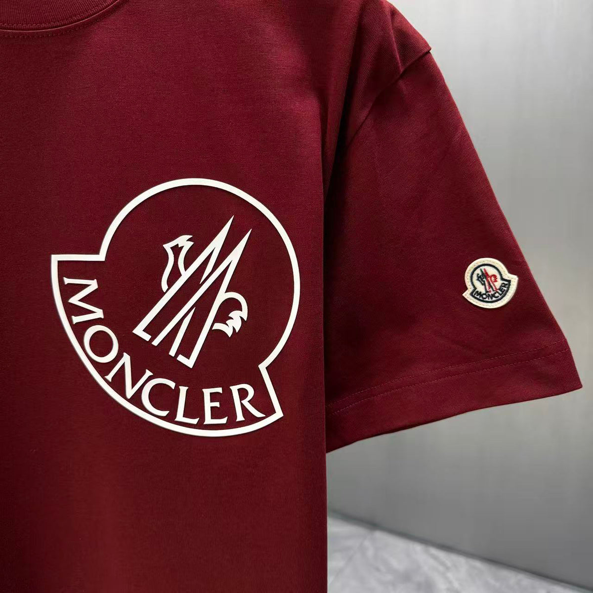 Moncler Oversized Circle Logo T-Shirt Burgundy
