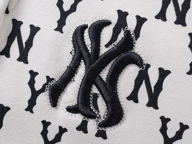 NY Yankees All-Over Monogram Print Zip-Up Hoodie