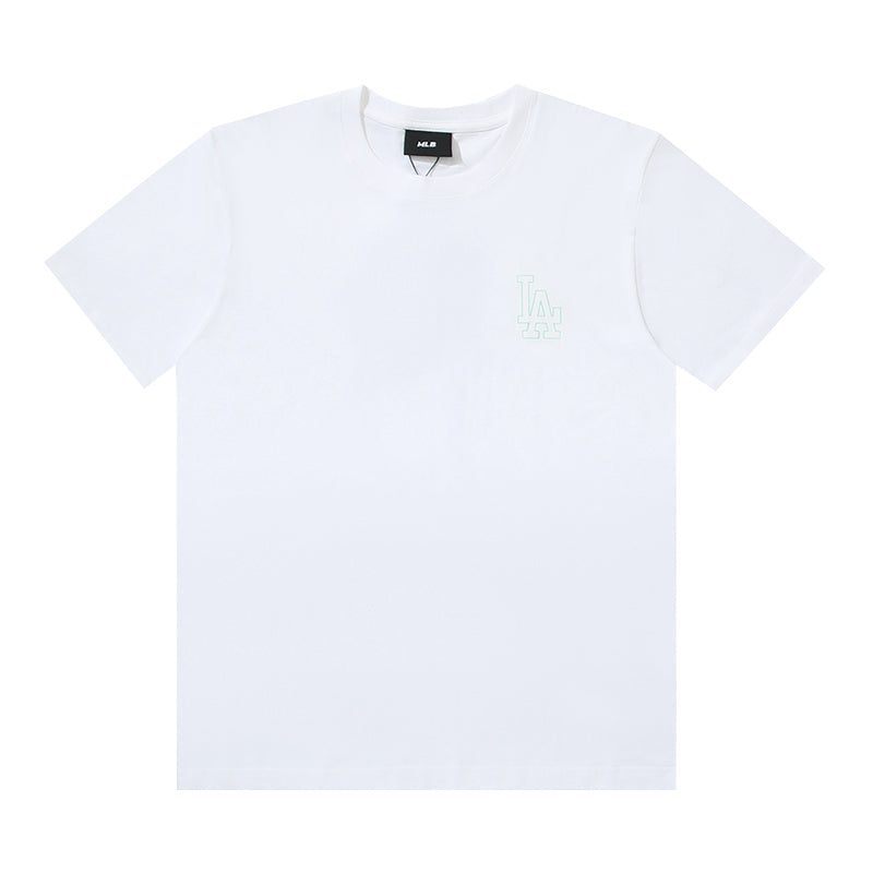 MLB Double‑Strike Outline Logo Crew‑Neck Cotton Short‑Sleeve T‑Shirt