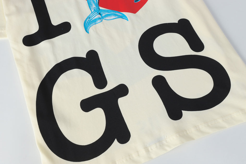 Godspeed I Love GS Dolphin Graphic T‑Shirt (Cream)