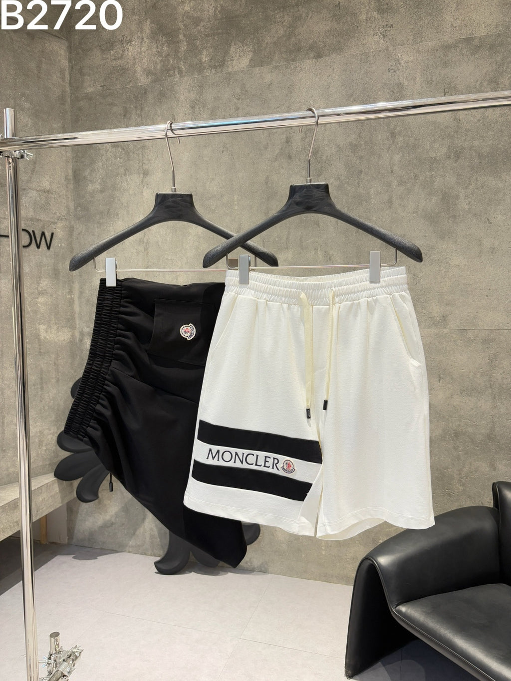 Moncler Logo Stripe Drawstring Shorts Black