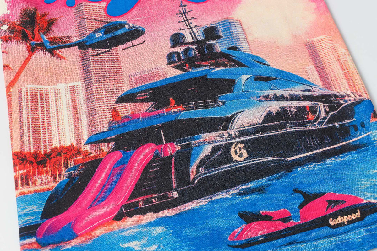 Godspeed Luxury Yacht Miami Sunset Graphic Tee