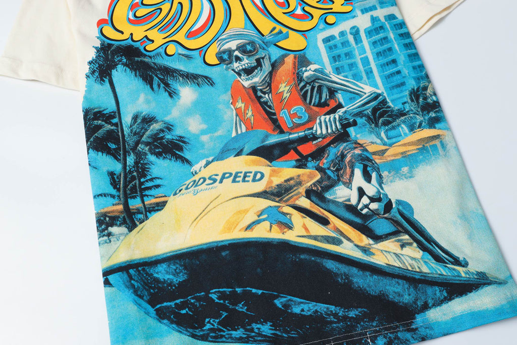 Godspeed Jet Ski Skeleton Vintage Graphic Tee