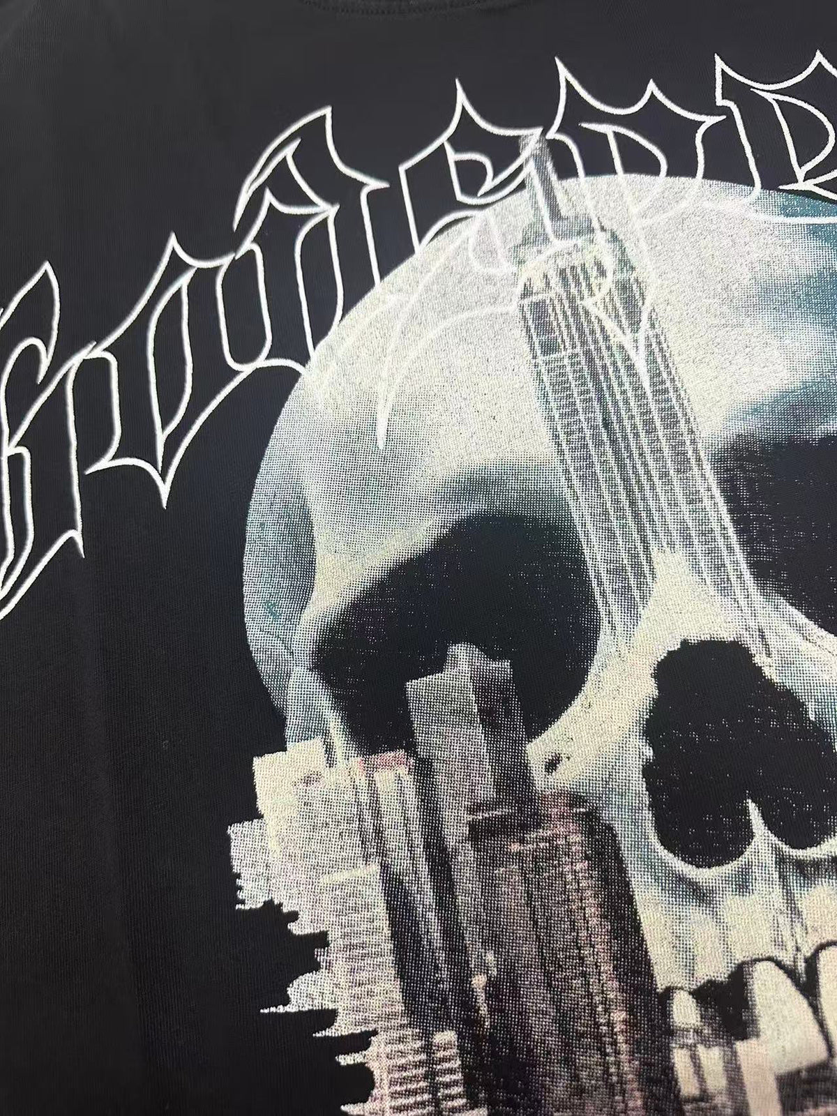 Godspeed NYC Skull Skyline Vintage Graphic Tee
