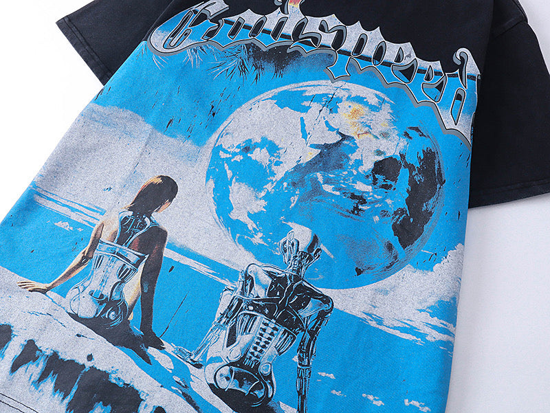 Godspeed Android Earth View Short‑Sleeve T‑Shirt (Black)